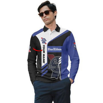 Personalized Pabst Blue Ribbon Speedline Legacy Long Sleeve Polo Shirt