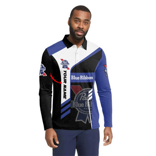 Personalized Pabst Blue Ribbon Speedline Legacy Long Sleeve Polo Shirt