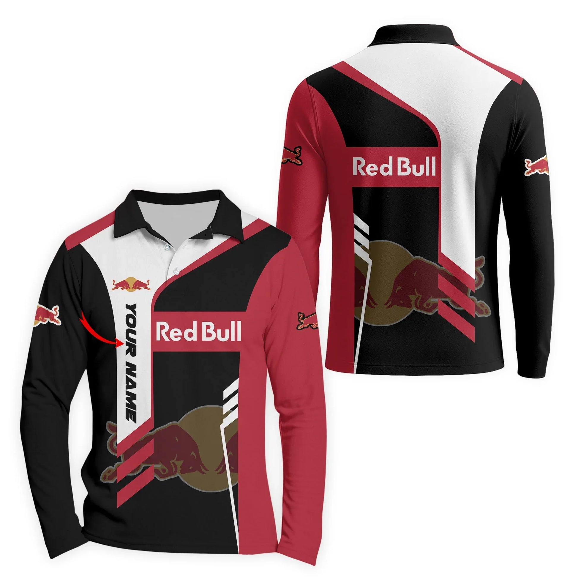 Personalized Red Bull Speedline Legacy Long Sleeve Polo Shirt