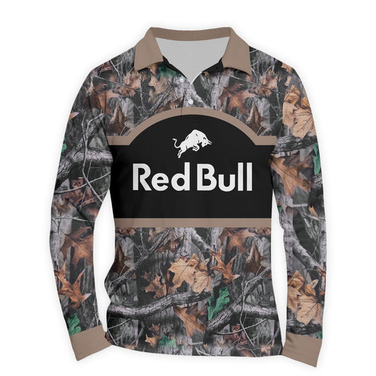  Red Bull Camouflage Golf Long Sleeve Polo Shirt