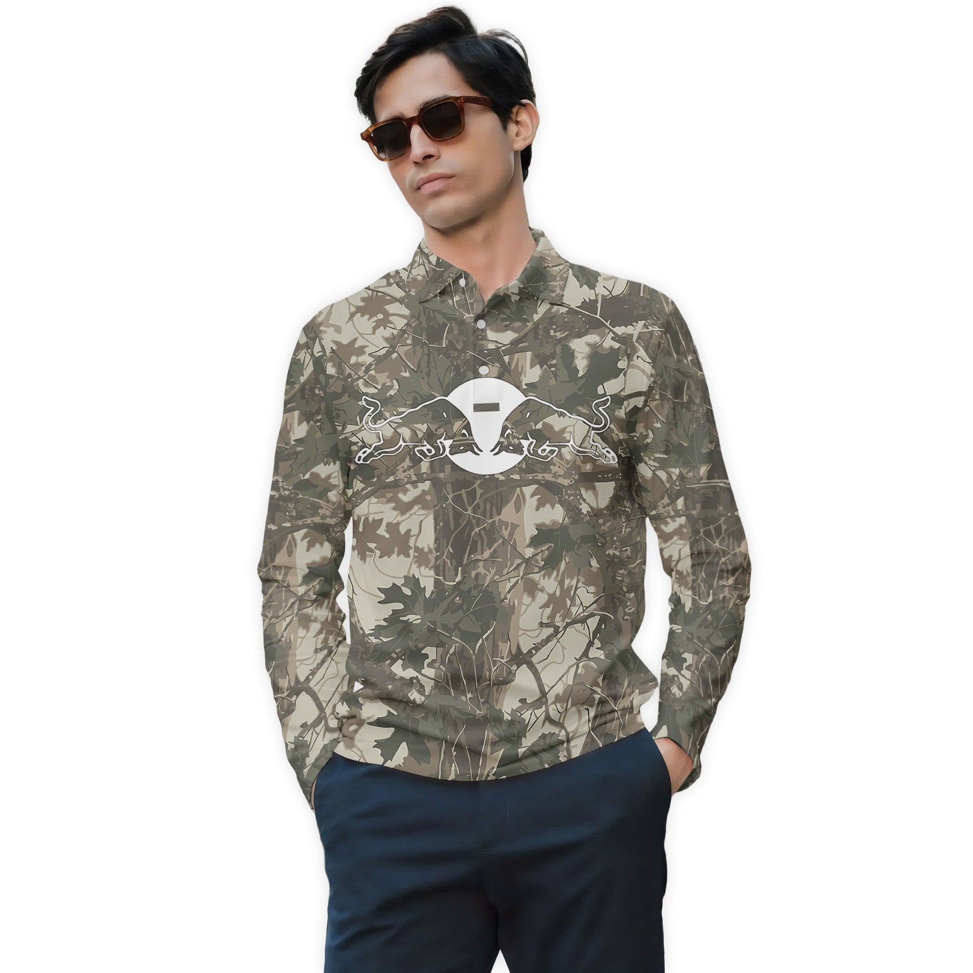  Red Bull Country Camo Golf Long Sleeve Polo Shirt