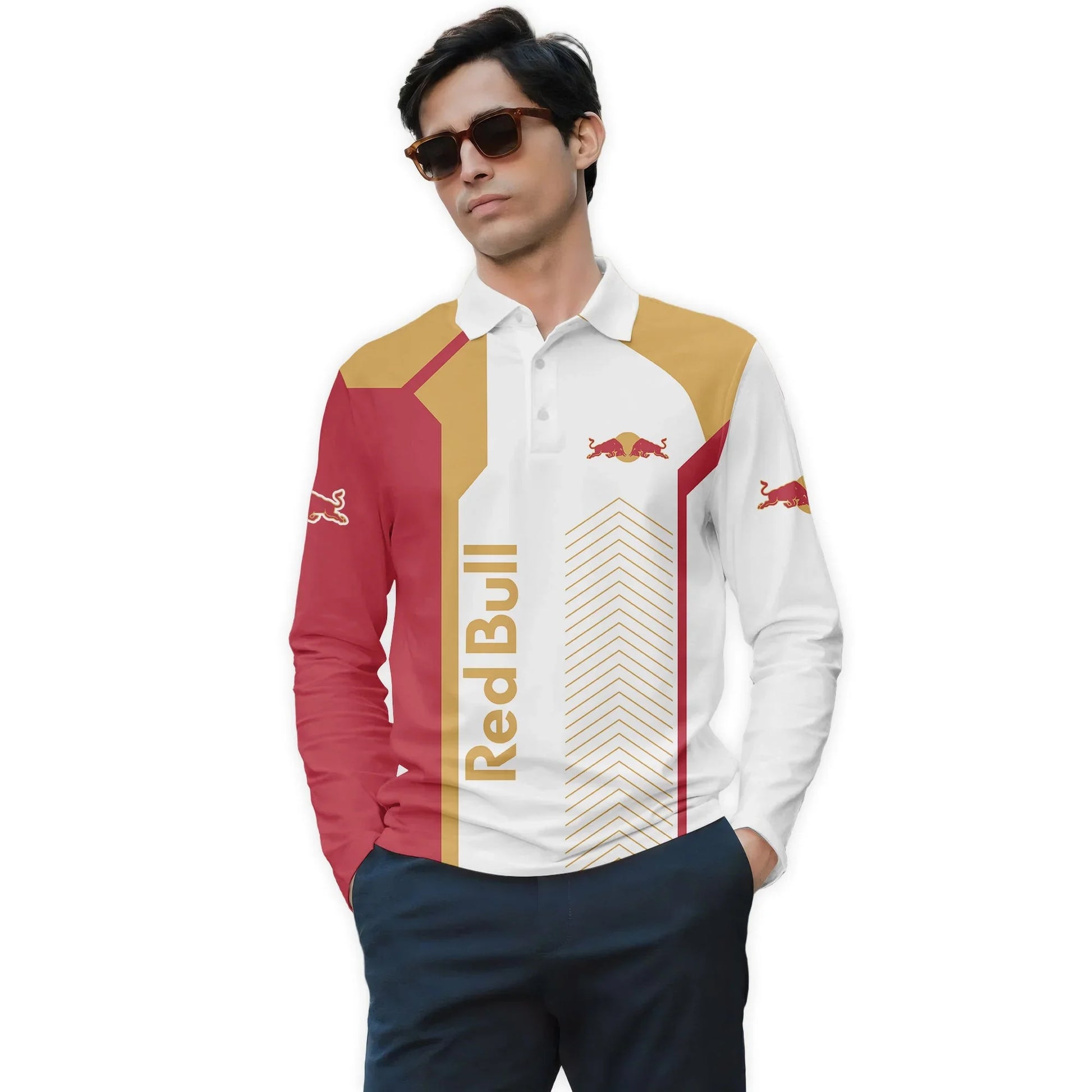  Red Bull Modern Motorsport Golf Long Sleeve Polo Shirt