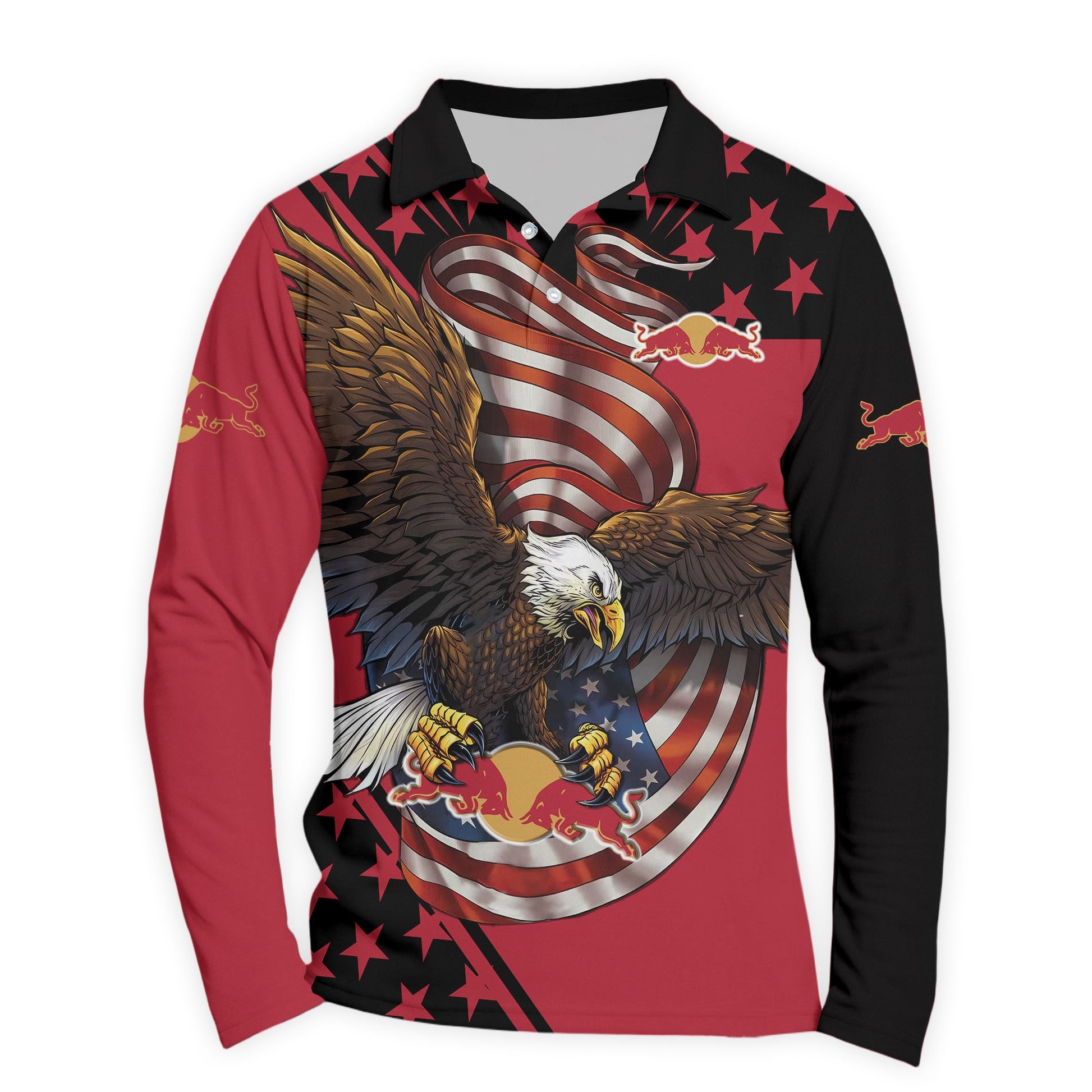  Red Bull USA Iron Wings Legion Golf Long Sleeve Polo Shirt