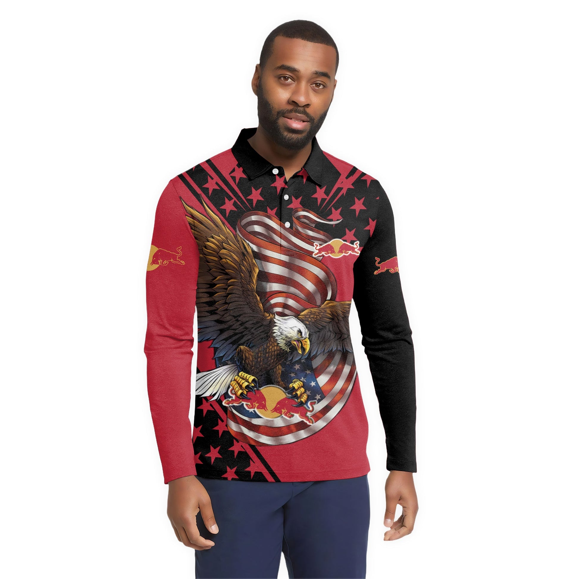  Red Bull USA Iron Wings Legion Golf Long Sleeve Polo Shirt