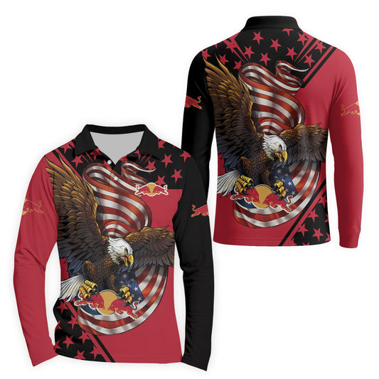  Red Bull USA Iron Wings Legion Golf Long Sleeve Polo Shirt