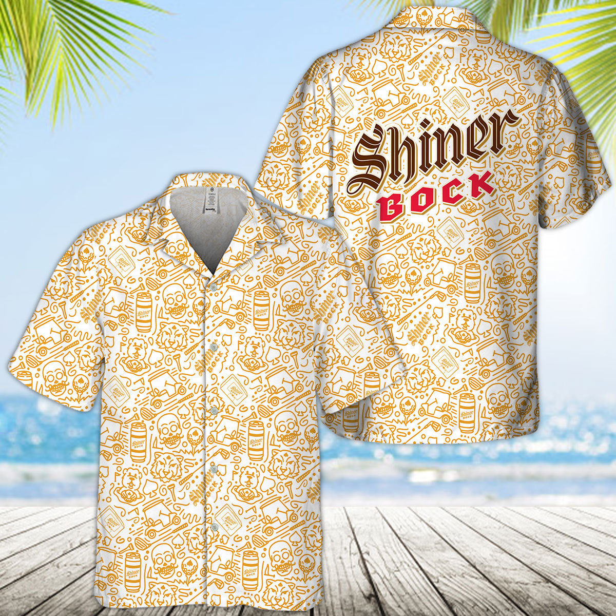 Shiner Bock Summer Doodle Art Hawaiian Shirt