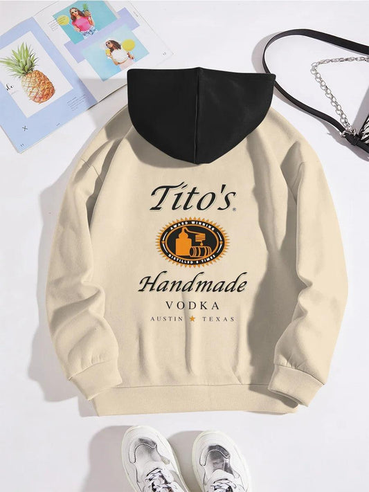 Tito's Handmade Front Pocket Basic Beige Hoodie