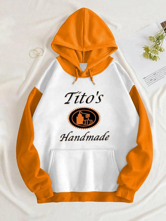 Tito's Handmade White And Orange Hoodie