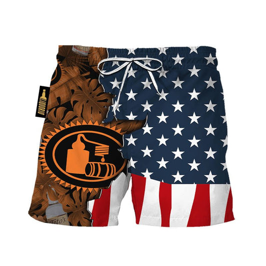 Tito's Tropical Beside American Flag Swim Trunks - VinoVogue.com