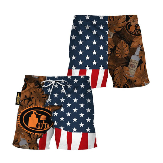 Tito's Tropical Beside American Flag Swim Trunks - VinoVogue.com