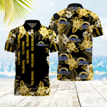 Twisted Tea Yellow Hibiscus Polo Shirt - VinoVogue.com