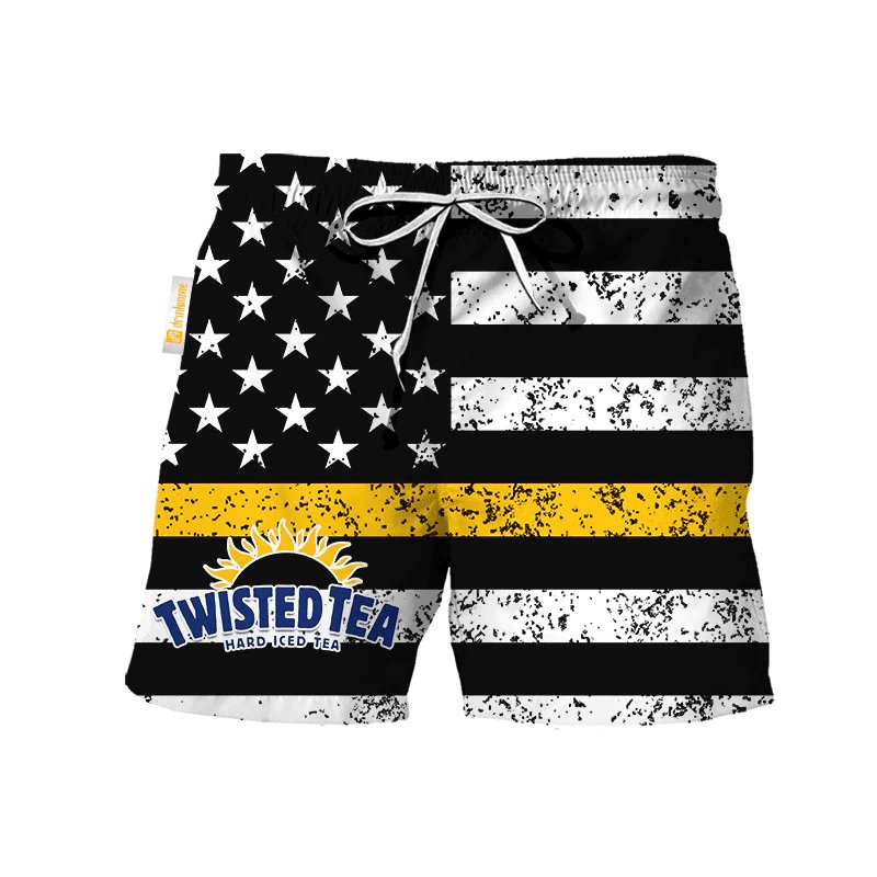 Twisted Tea USA Flag Swim Trunks - VinoVogue.com