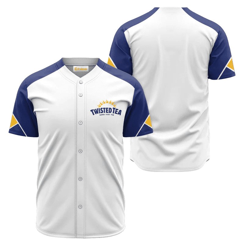 Twisted Tea White And Blue Jersey Shirt - VinoVogue.com