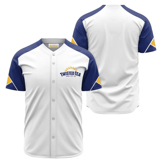 Twisted Tea White And Blue Jersey Shirt - VinoVogue.com