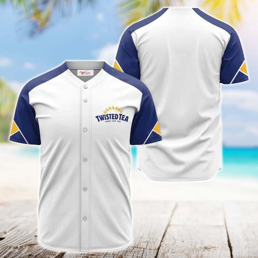 Twisted Tea White And Blue Jersey Shirt - VinoVogue.com
