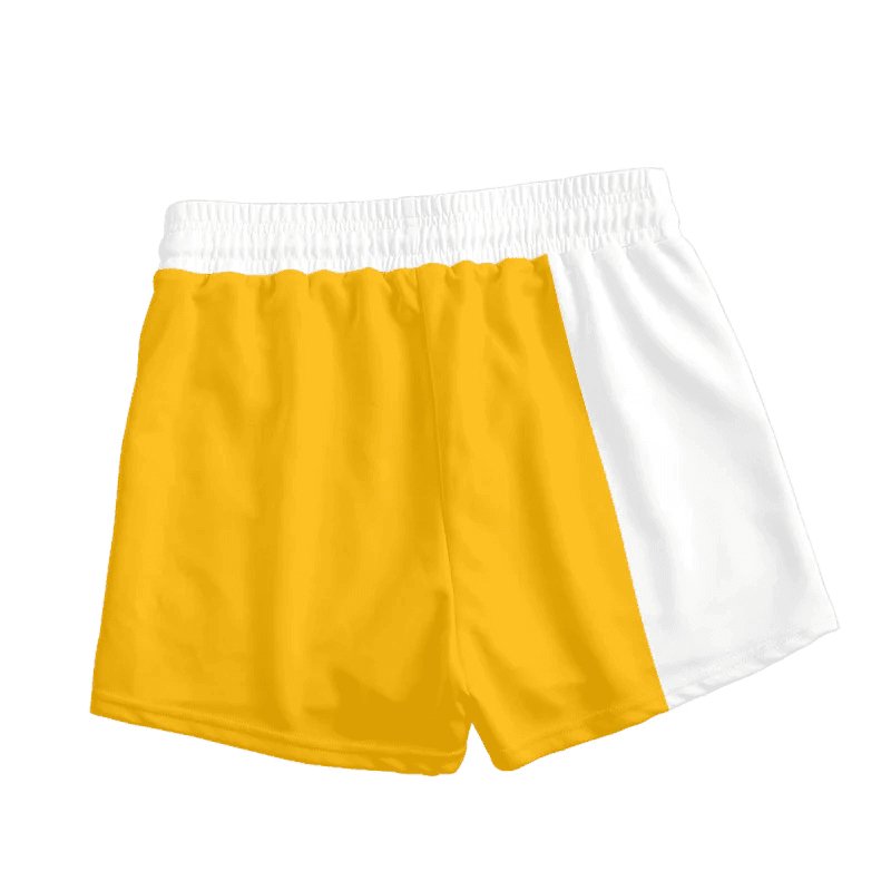 Twisted Tea Yellow And White Basic Women's Casual Shorts - VinoVogue.com