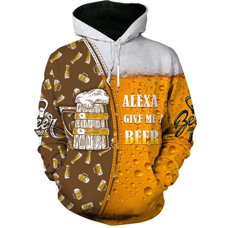 Alexa Give Me A Beer 3D Beer Hoodies