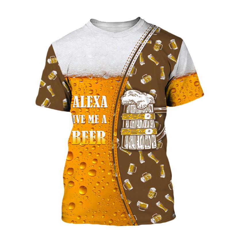 Alexa Give Me A Beer 3D Beer T-Shirt