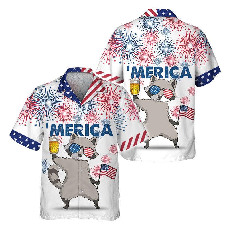 America Raccoon Hawaiian Shirt