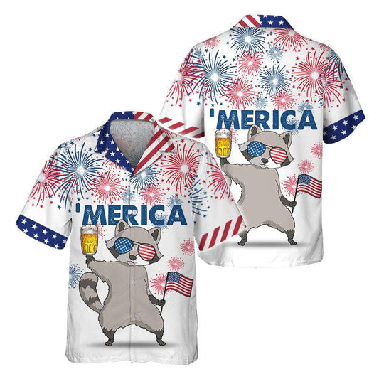 America Raccoon Hawaiian Shirt