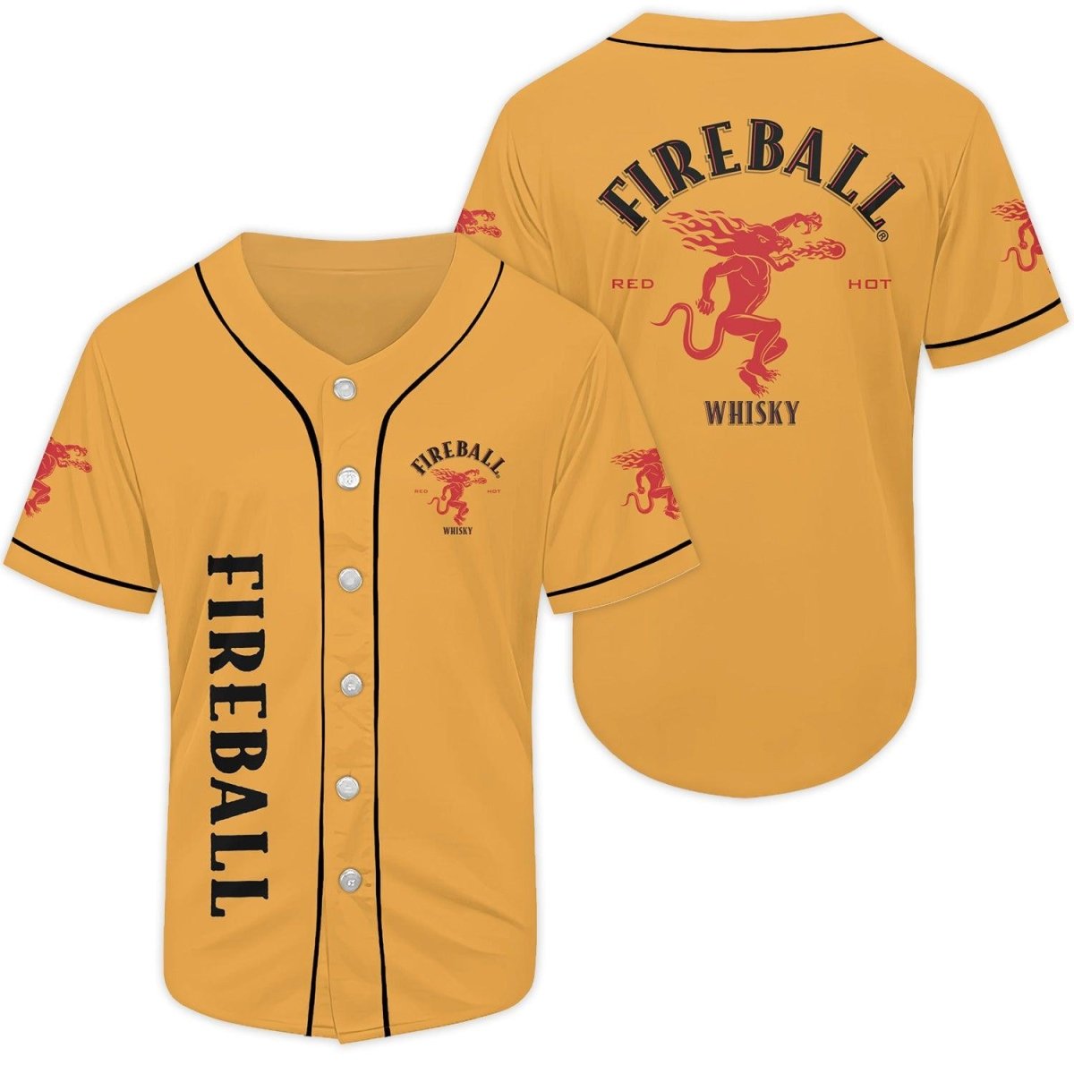 VinoVogue Basic Fireball Whiskey Baseball Jersey - VinoVogue.com