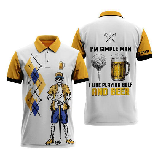 I'm Simple Man I Like Playing Golf And Beer Polo Shirt
