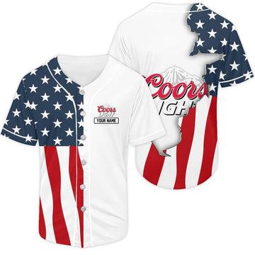 VinoVogue Personalized US Flag Coors Light Baseball Jersey - VinoVogue.com