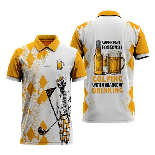 Weekend Forecast Golfing With A Chance Of Drinking Polo Shirt