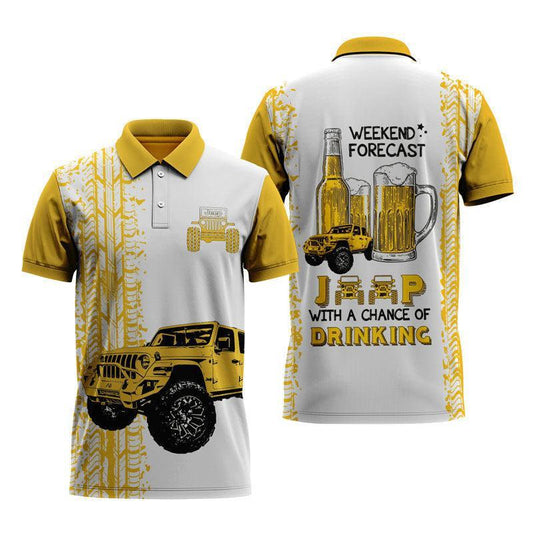 VinoVogue Weekend Forecast Jeep With A Chance Of Drinking Polo Shirt