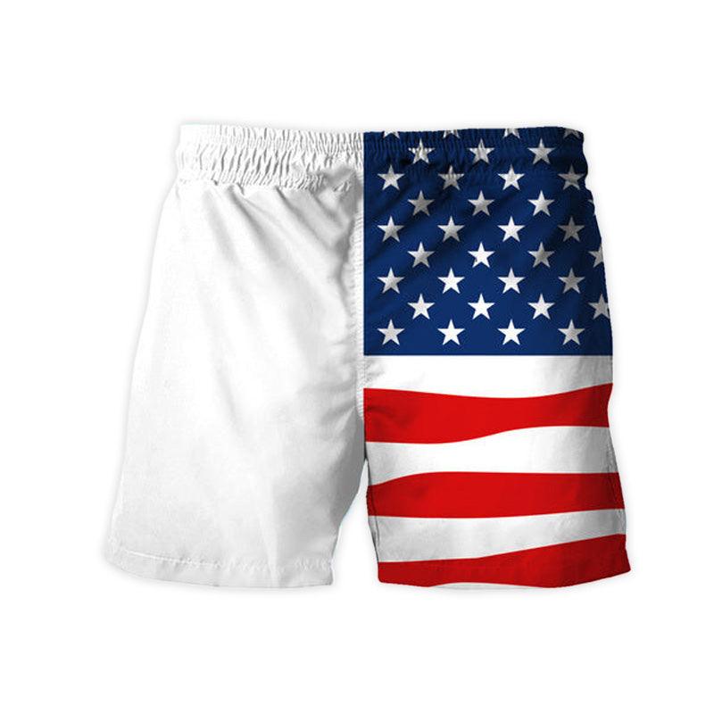 Vintage USA Flag Fourth Of July Busch Latte Swim Trunks