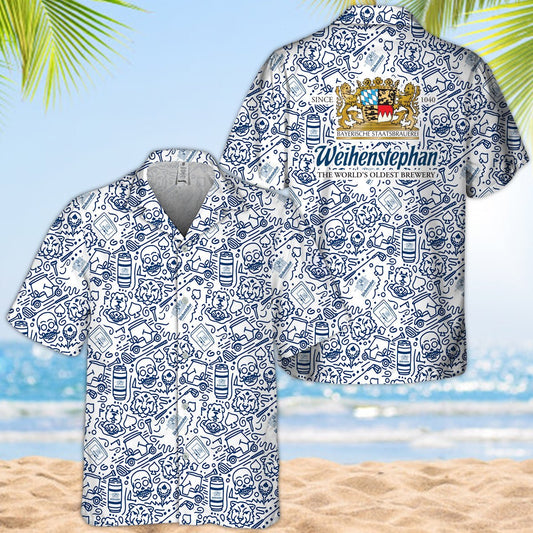 Weihenstephaner Summer Doodle Art Hawaiian Shirt - VinoVogue.com