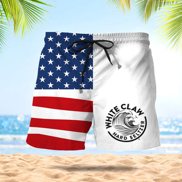 White Claw American Flag Swim Trunks - VinoVogue.com