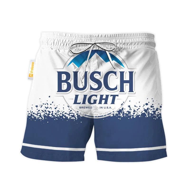 Busch Light White Blue Basic Swim Trunks - VinoVogue.com