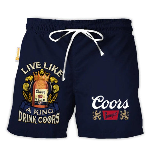 Coors Banquet Blue Black Basic Swim Trunks - VinoVogue.com