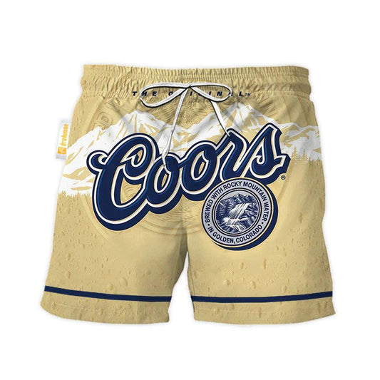 Coors Light Beige Basic Swim Trunks - VinoVogue.com