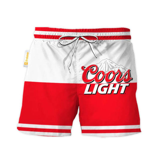 Coors Light Red And White Basic Swim Trunks - VinoVogue.com