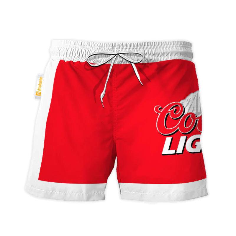 Coors Light Red White Basic Swim Trunks - VinoVogue.com