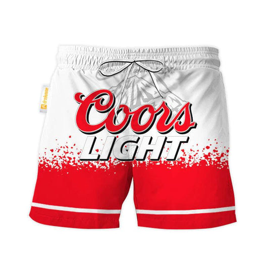 Coors Light White Red Basic Swim Trunks - VinoVogue.com