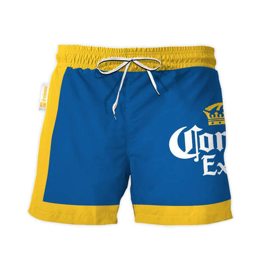 Corona Extra Blue Yellow Basic Swim Trunks - VinoVogue.com