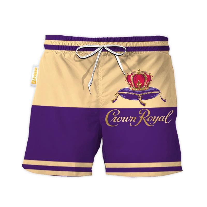 Crown Royal Beige And Purple Basic Swim Trunks - VinoVogue.com