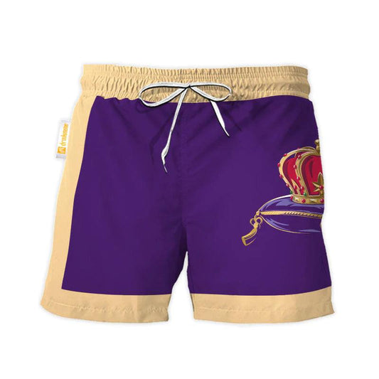 Crown Royal Purple Beige Basic Swim Trunks - VinoVogue.com