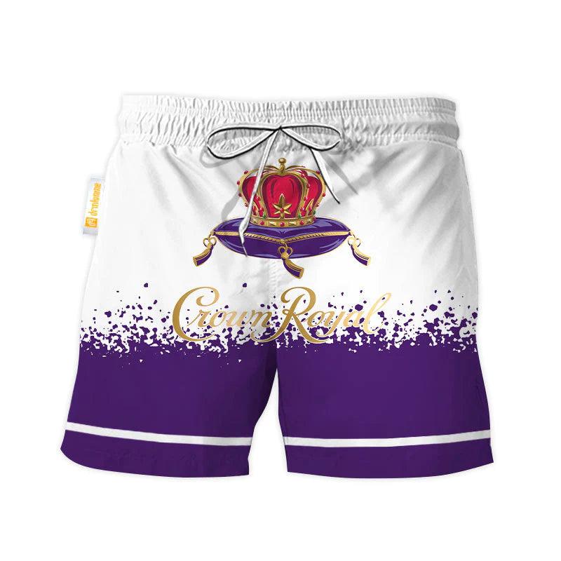 Crown Royal White Purple Basic Swim Trunks - VinoVogue.com