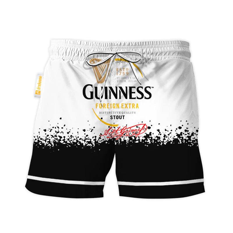 Guinness White Black Basic Swim Trunks - VinoVogue.com