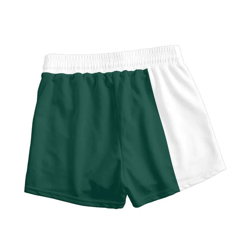 Jameson Green And White Basic Women's Casual Shorts - VinoVogue.com