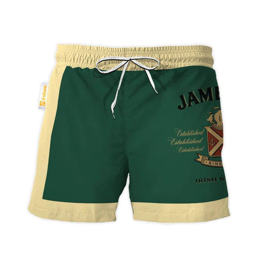 Jameson Green Beige Basic Swim Trunks - VinoVogue.com