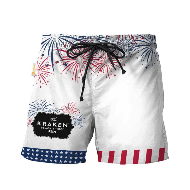 Kraken Rum American Independence Day Swim Trunks - VinoVogue.com