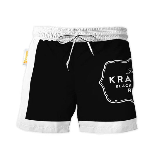 Kraken Rum Black White Basic Swim Trunks - VinoVogue.com