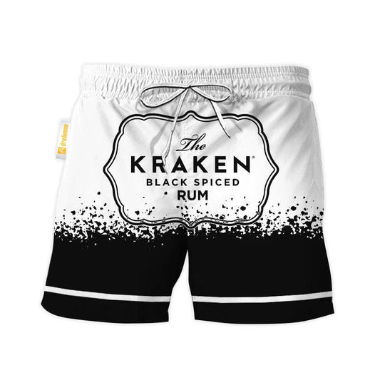 Kraken Rum White Black Basic Swim Trunks - VinoVogue.com