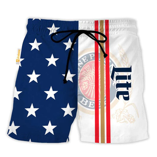 Miller Lite American Flag Swim Trunks - VinoVogue.com