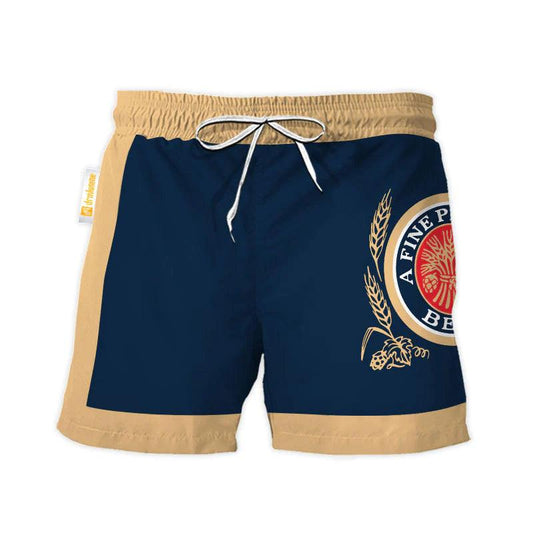 Miller Lite Blue Beige Basic Swim Trunks - VinoVogue.com